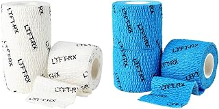 Tape Bundle - 3 Rolls Blue + 3 Rolls White, 2 inch Size, Stretch Fit Hook Grip Tape w/Premium Adhesive for Olympic Weight Lift, Cross Train, Lifting, Protects Thumb Fingers & Enhances Grip