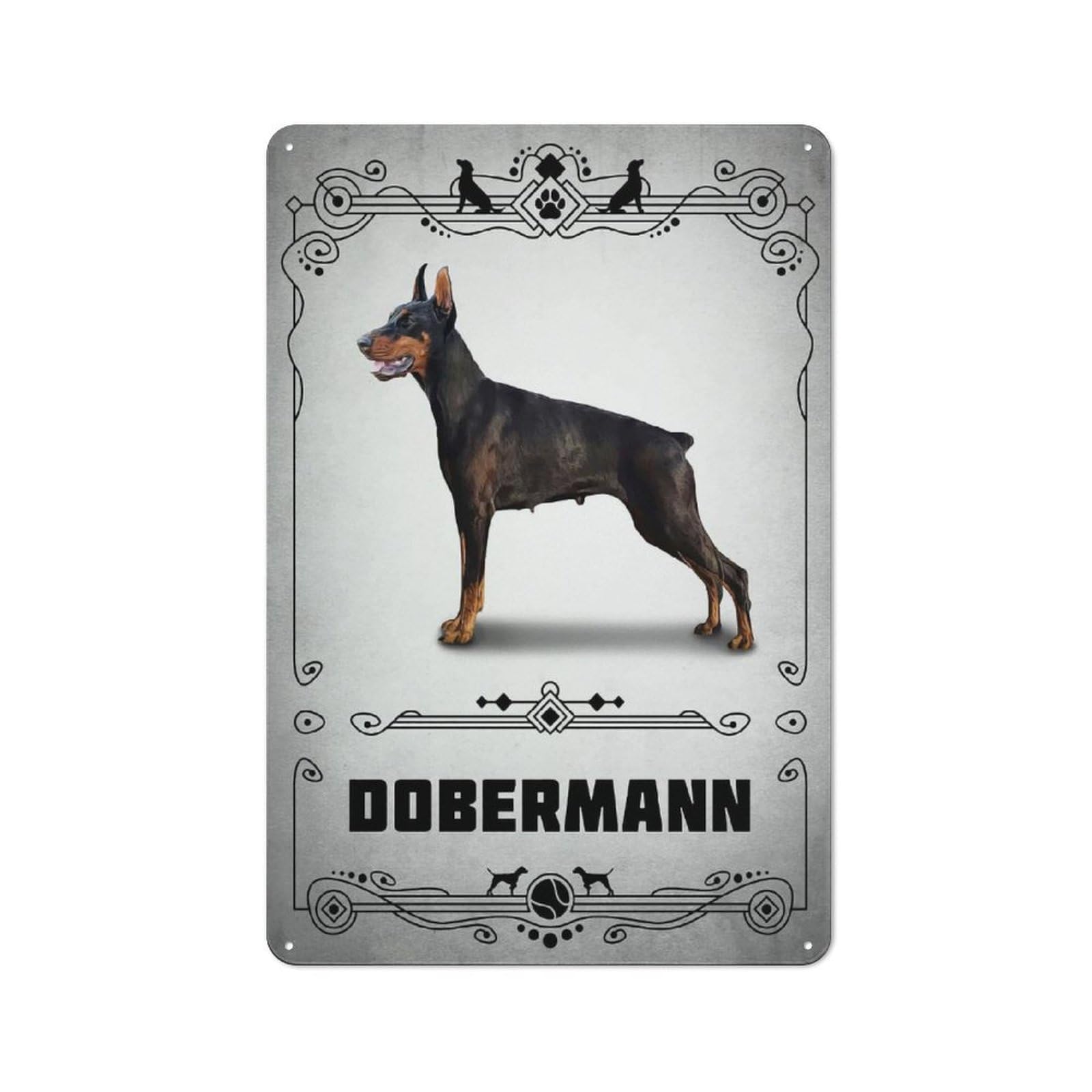 Metal Gift Sign with Dobermann Design 30x20cm, Character Room Wall Plaque for Flat, Dorm Room, Lounge Or Cafe