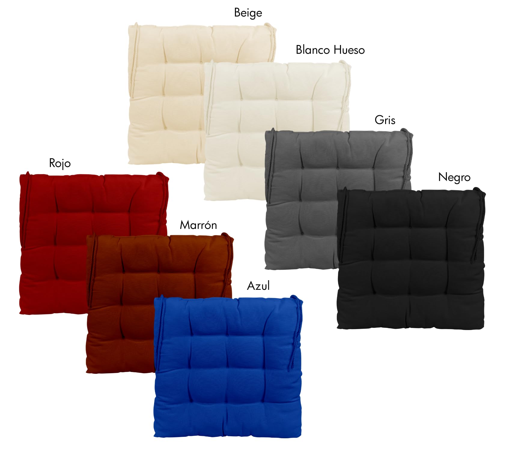 CHELY INTERMARKET Cojines Silla 40x40x7,5cm Pack 6 Unidades Relleno Mullido Marrón 9 Pespuntes Acolchado Exterior Interior Decorativos Suaves Estables Lavables Terraza Jardín