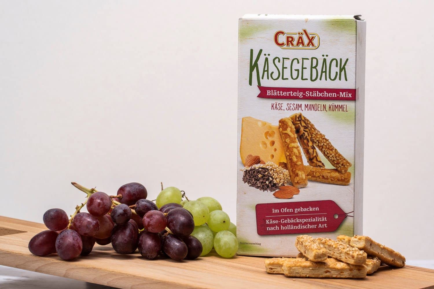 Cräx Käse-Blätterteig Stäbchen Mix (Käse, Sesam, Mandel, Kümmel) 100 g, 10er Pack (10 x 100 g)