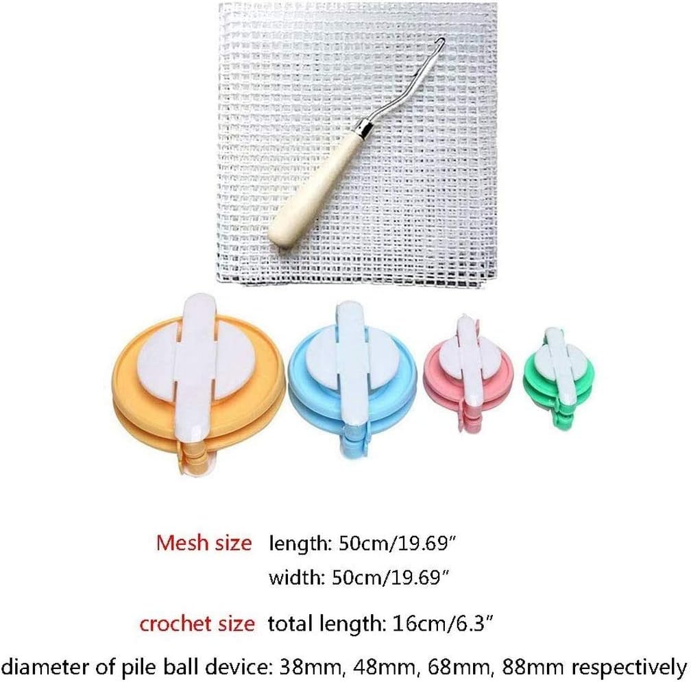 Yanmm Pom Pom Mat for Carpet Making, Lint Ball, Weber Crochet Hook Net, Fabric, Knitting for Carpets, DIY Kit, Embroidery, Craft, Decoration