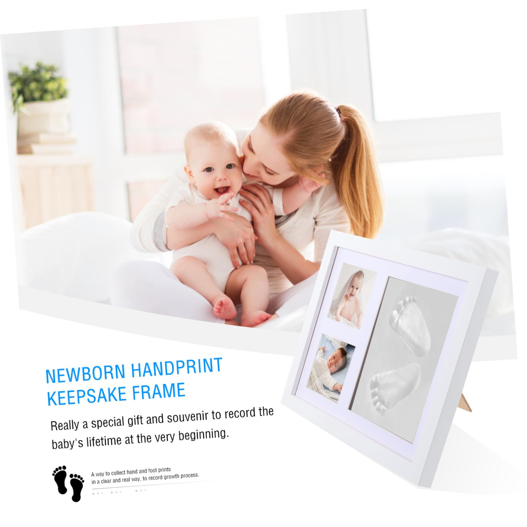 Kisangel Marco De Fotos De Manos y Pies Para Recién Nacidos Caja De Recuerdos De Crecimiento Para Bebés Para Dormitorio Infantil
