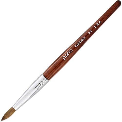 Pana USA Acrylic Nail Brush100% Pure Kolinsky Hair Mahogany Wood Handle with Silver Ferrule Round Shaped Style (Size # 6, Mahogany)