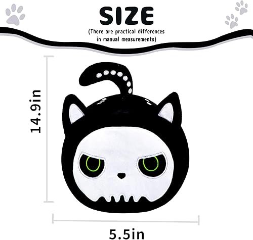 Miniatura 7 de Almohada de peluche de gato negro de Halloween, almohada de gato negro, lindo esqueleto de gato negro, juguetes de peluche de gato negro, regalos