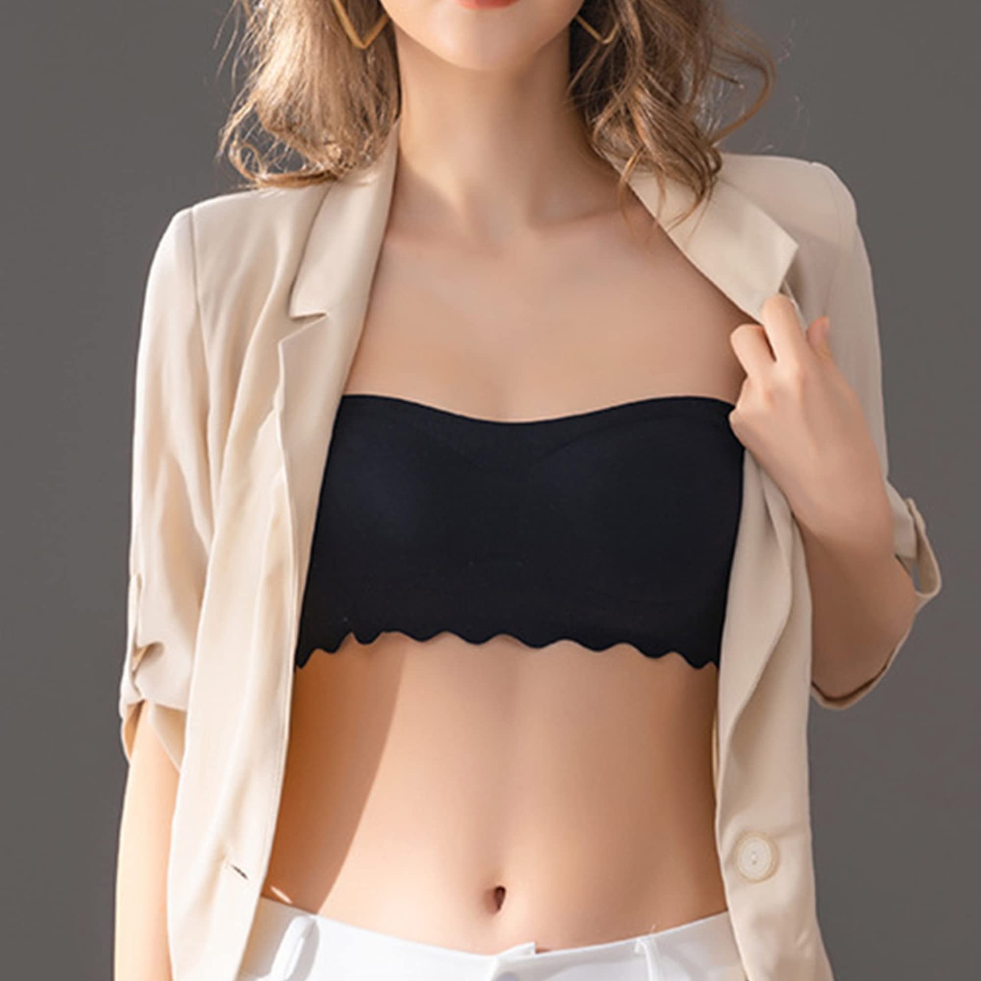 Biancheria intima da donna senza cuciture, senza spalline, copertura completa, comfort senza tracce, senza schiuma, taglie forti (nero, 5 pezzi, 5XL)
