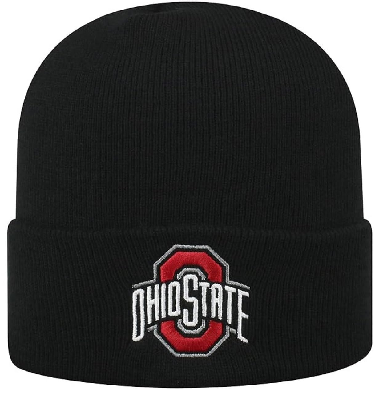 Officially Licensed Ohio State Cuffed Knit Black Beanie Hat Classic Edition Embroidered Team Logo Winter Cap