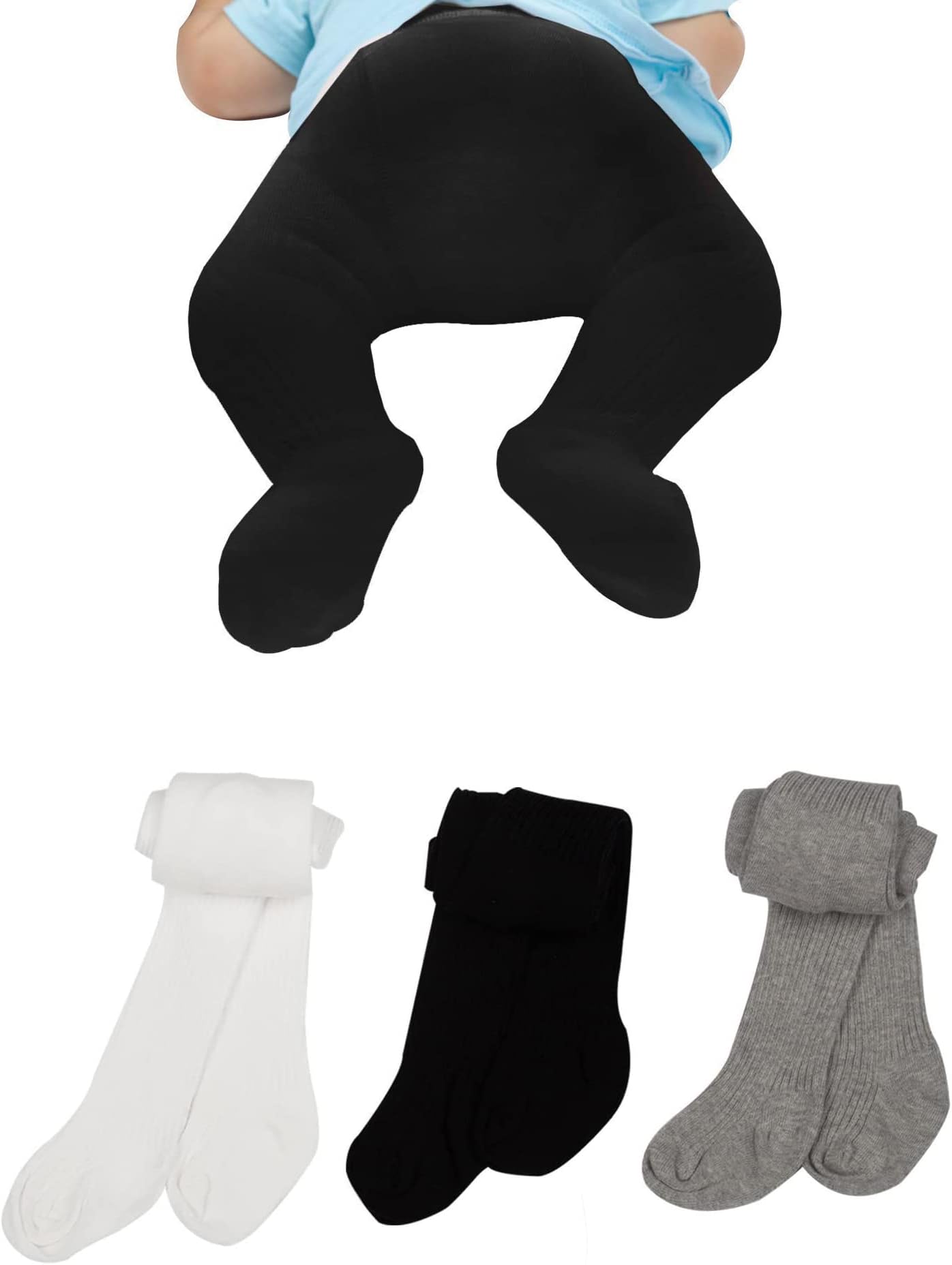 WEWINK PLUS Cotton Baby Girl Tights Cable Knit Seamless Toddler Leggings Pantyhose Pants Stockings 3-4 Pack