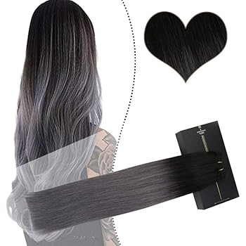 Ugeat Weft Human Hair Extensions Echthaar Ombre Schwarz Zu Silber 55cm Brasilianische Haarverlangerung Tressen Weaving Zum Einnahen 100 Gramm Pro Bundle Amazon De Beauty