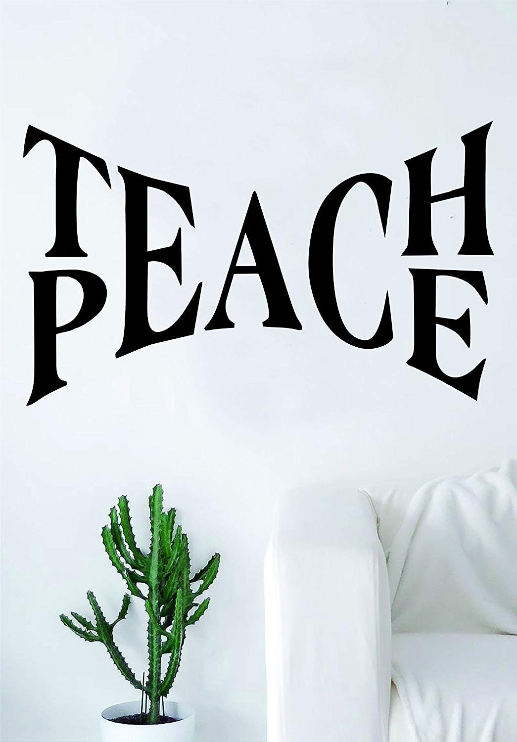 Teach Peace Large Quote Decal Sticker Wall Vinyl Art Home Room Decor Inspirational Motivational Beautiful Love
