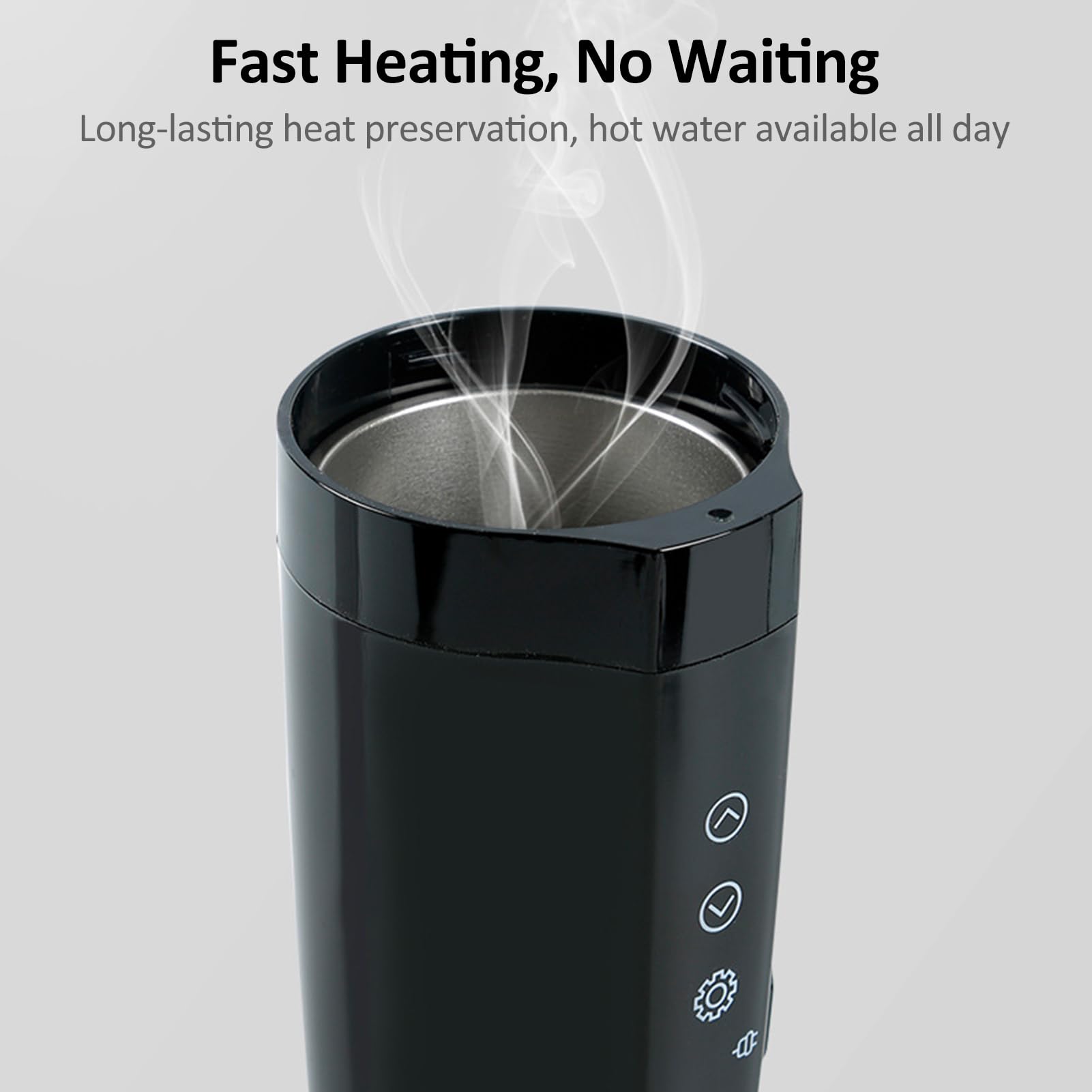 Mulcort Car Heating Cup, 12V/24V 400mL Stainless Steel Heated Travel Mug Car Use Smart Temperature Control Electric Kettle for Coffee Tea Milk