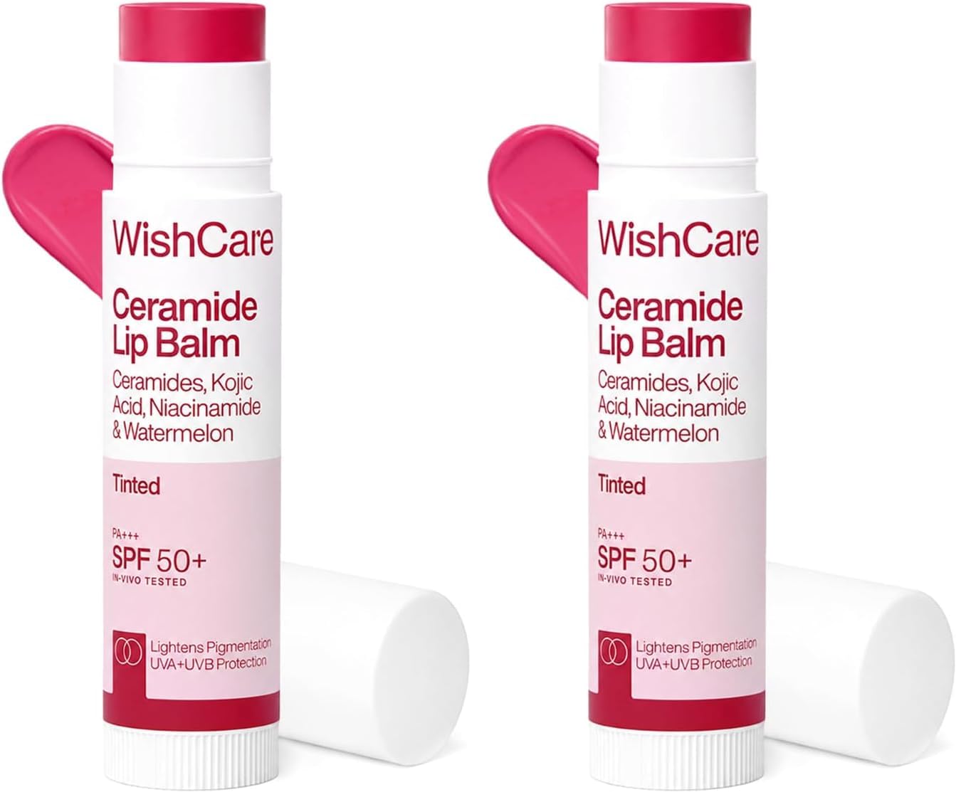 WishCare Tinted Lip Balm with SPF 50 PA+++ | Brightening Lip Balm for Dark Lips | Kojic Acid & Niacinamide | For Women | 5g (Pack of 2)