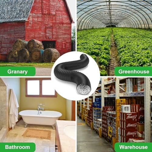 HealSmart 8" 8 Ft Aluminum Ducting Flexible, Heavy-Duty Four-Layer Protection with 2 Duct Clamps, Dryer Vent Hose for Heating Cooling Ventilation and Exhaust Fan