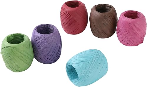 LJY 6 rollos de cinta de rafia de 6 colores, cinta de papel natural de 22 yardas para envoltura de regalos, manualidades, decoración de boda,