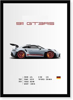 Coder Paradise Porsche Wall Poster Frames | 8x12 inch (A4 Size) | Hanging Wall Artwork Frames For Home Bedroom, Living Room and Walls Aesthetics | Framed Artworks