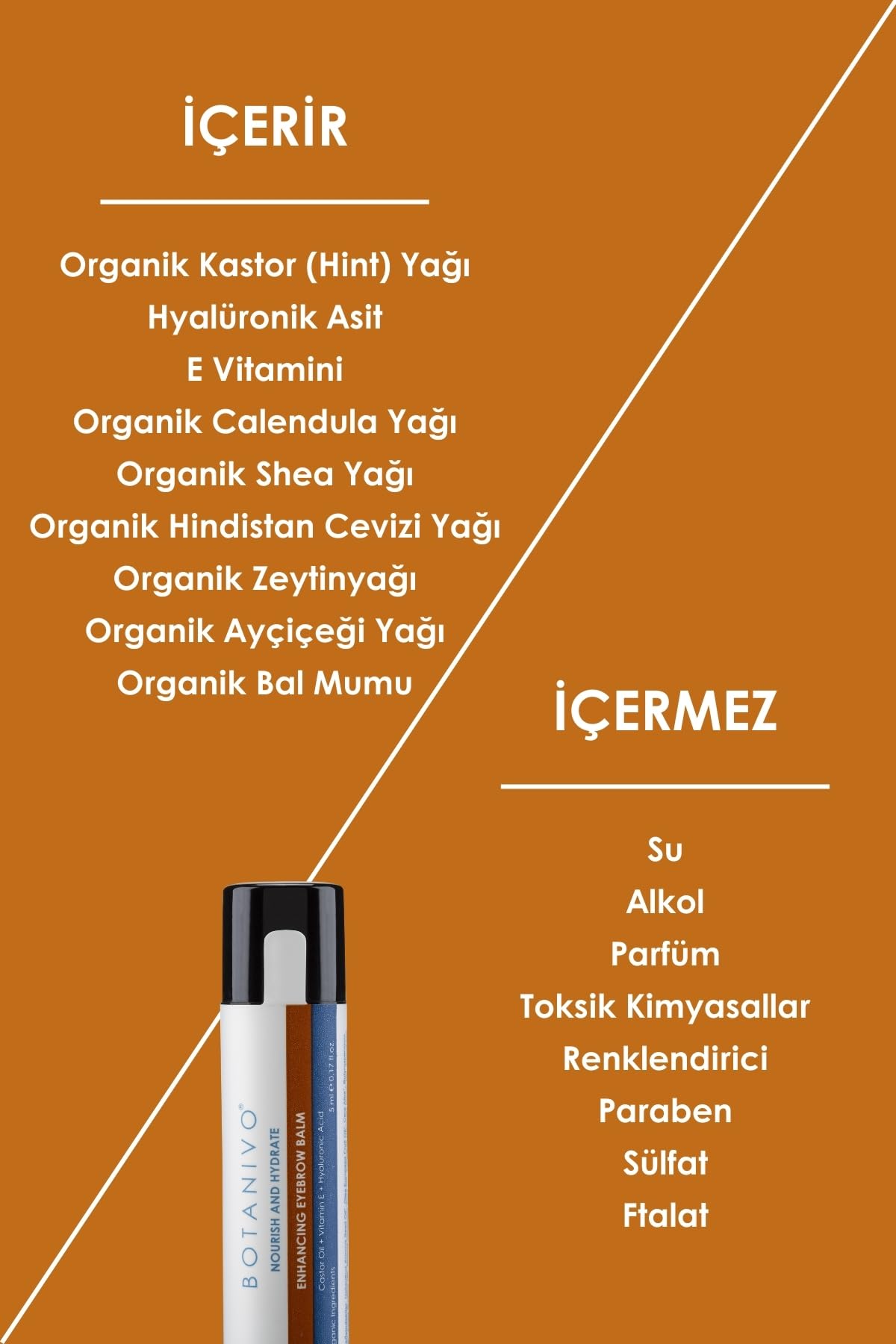 Botanivo Kaş Zenginleştirici & Besleyici Balm | Güçlü, Canlı, Dolgun Kaşlar | Organik İçerikli | 3x5 ml Stick