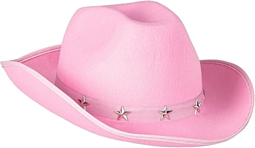Miniatura 5 de Sombrero de vaquera de fieltro para mujeres y hombres, accesorios de disfraz (14.8 x 10.6 x 5.9 pulgadas)