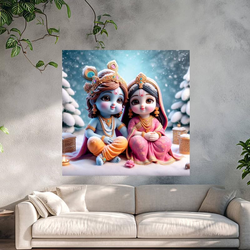 Image of British Terminal Cute little Bal Gopal Baby God Krishna| Kanha Ji | Laddu Lord Makhan Chor Painting Religious Poster for Pregnant Women for wall (matt thin vinyl,sticker,multicolor,unframed)| bj391