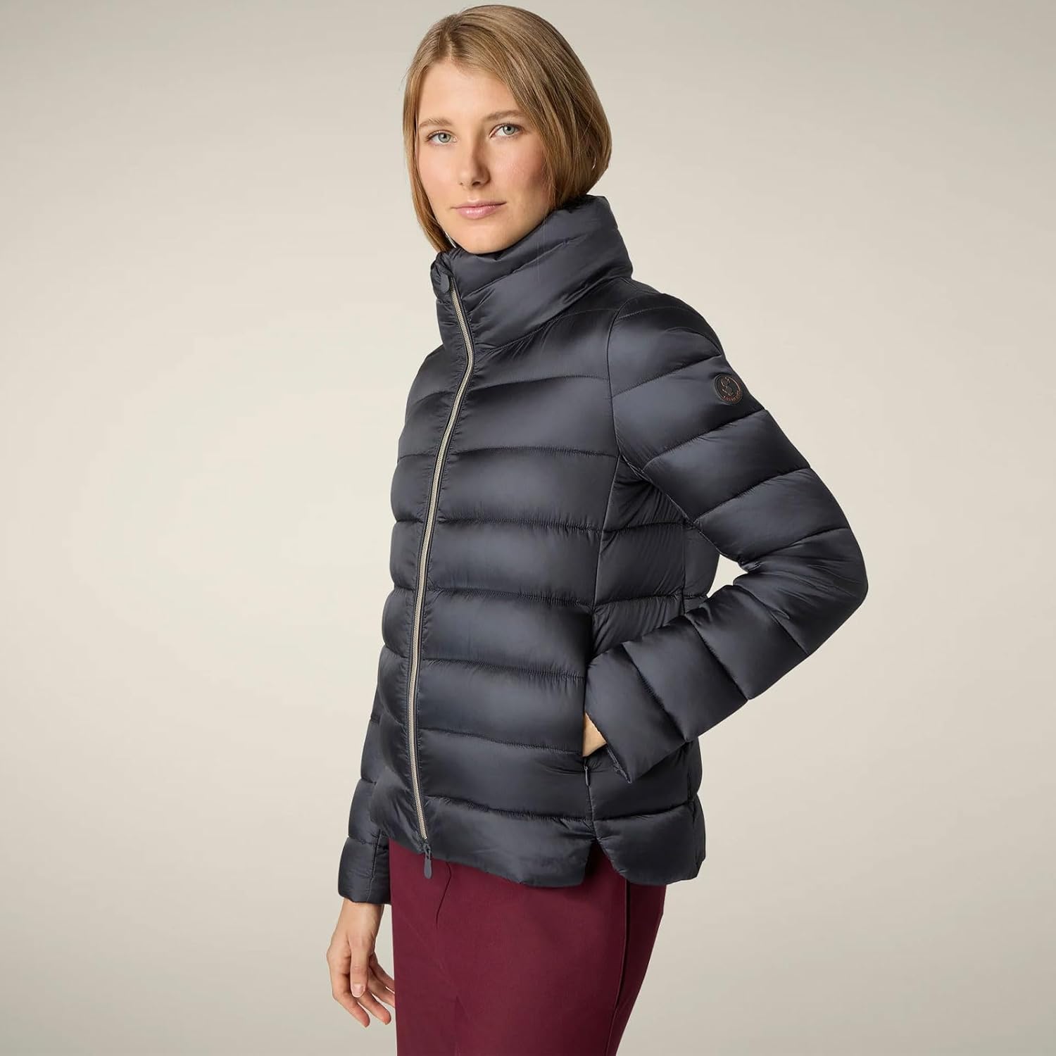 SAVE THE DUCK Women's Elsie Puffer Jacket | Lightweight Quilted Nylon Water & Wind-Repellent Coat Funnel Neck & Shiny Finish - Image 5