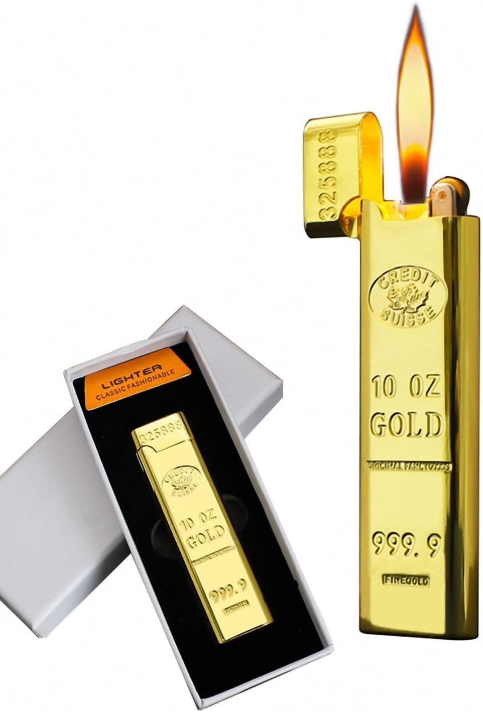 Amazon.co.jp 2024 クリエイティブ メタル バー ライター、ソフト フレーム ライター、再利用可能な防風ゴールド バー