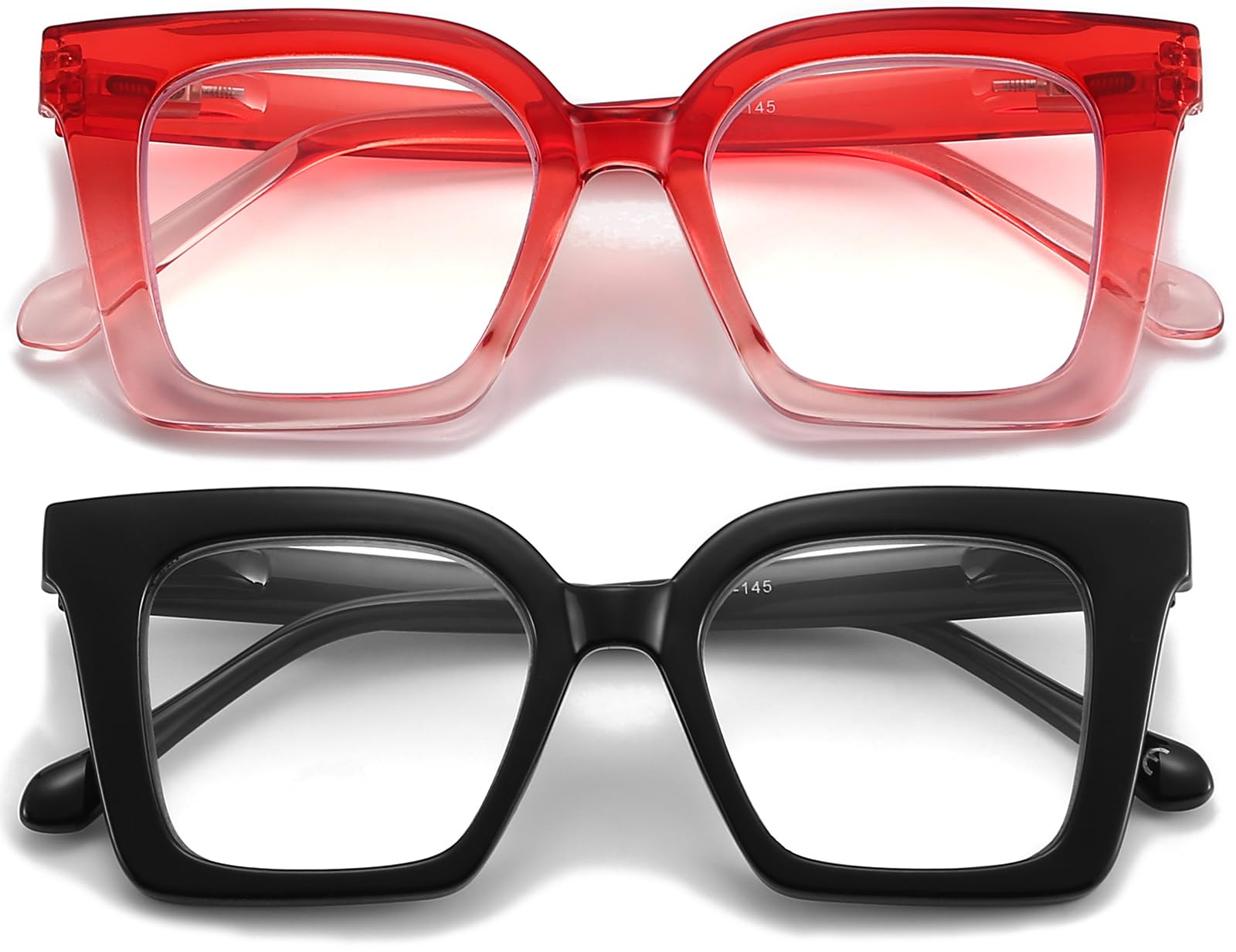 AJYADO Oprah Lectura Gafas Mujeres Hombres De Gran Tamaño 2 Pack Lupa Lectores Gran Marco Primavera Bisagra Ligero