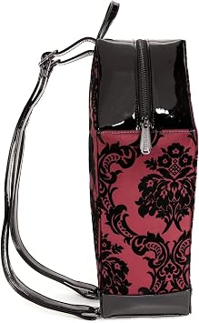 Red Damask Coffin Shaped Backpack By Rock Rebel 14 Tall