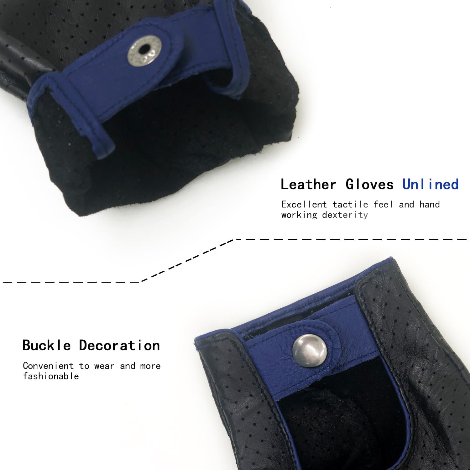 ZLUXURQ Mens Soft and Breathable Fingerless Leather Driving Gloves-Premium Lambskin - Image 4