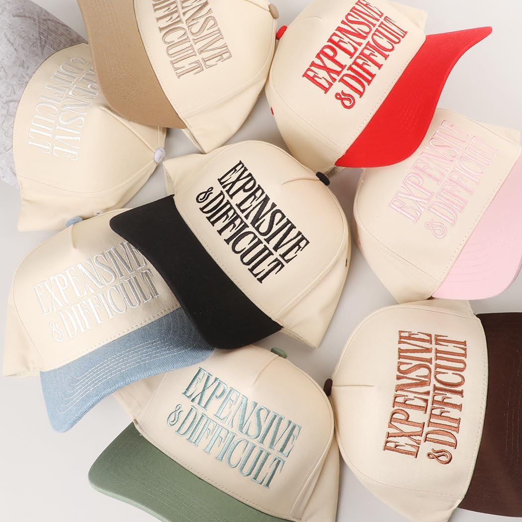 MIRMARU Two-Tone Vintage Canvas Trucker Hats for Men & Women, Adjustable Size Baseball Caps with Trendy Embroidered Design
