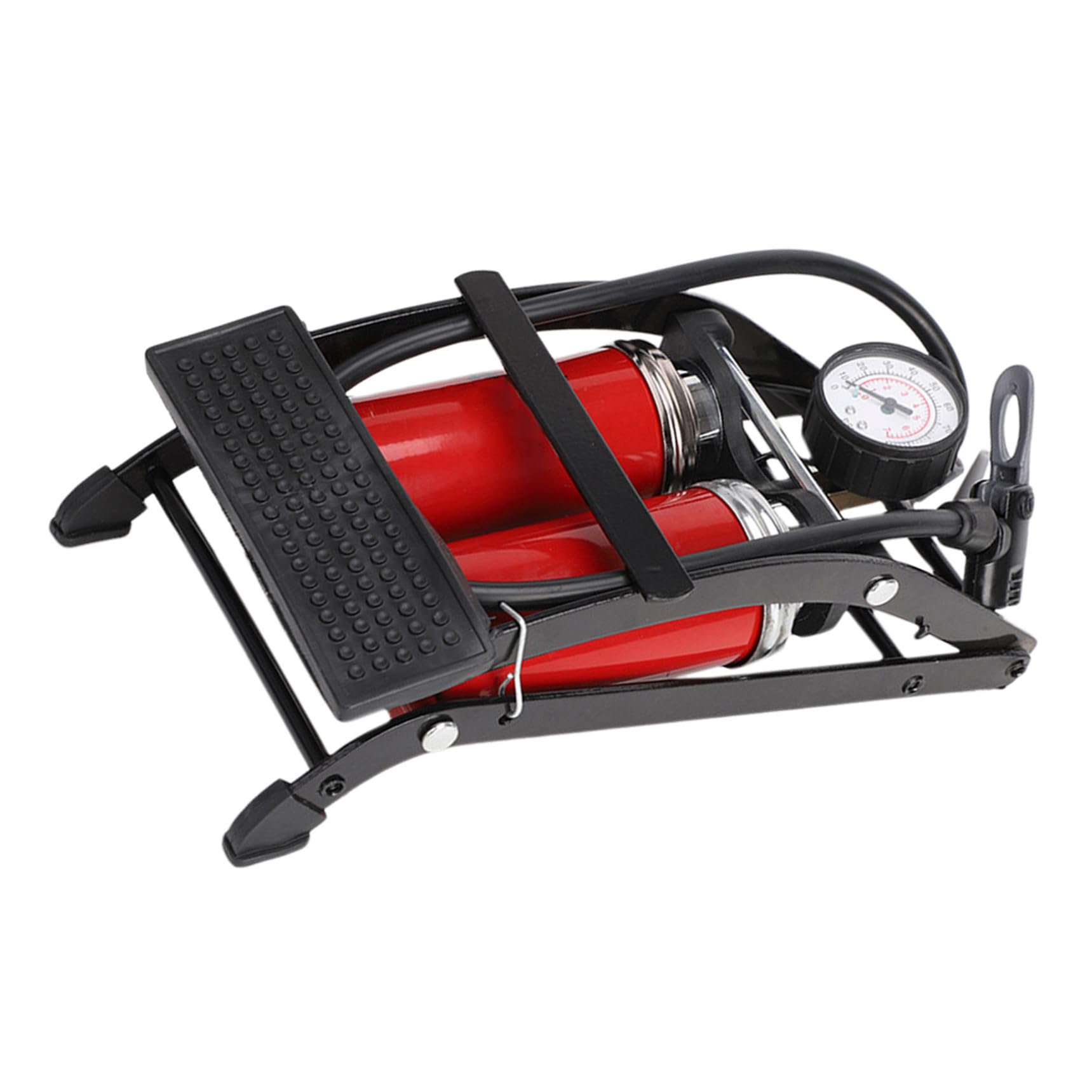 Gatuida Hochdruck Fußpumpe Fahrradluftpumpe Doppelzylinder Pedal Luftpumpe aus Metall Tragbar für Motorräder Bälle Outdoor Aufblasbar Zufällige Farbe