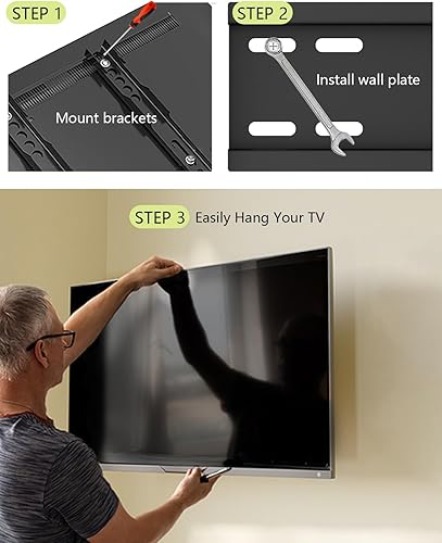 Miniatura 7 de Nuyoah Soporte fijo de pared para TV, soporte de montaje plano para la mayoría de televisores de 14 a 43 pulgadas, soporte de pared de perfil bajo