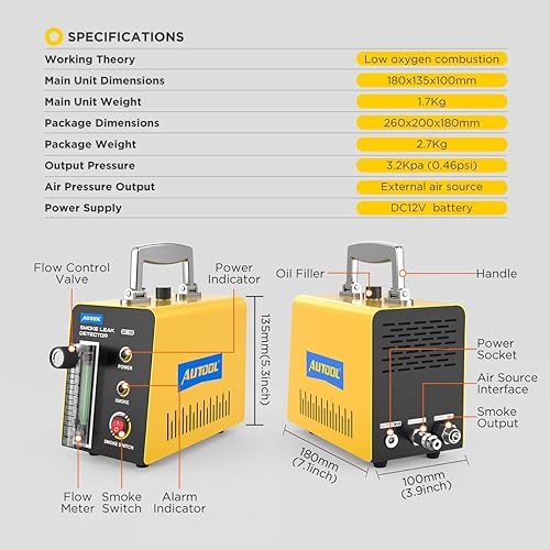 Miniatura 33 de AUTOOL Detector de plomo de la máquina de humo automotriz DC 12V EVAP Probador de diagnóstico de vacío con bomba de aire incorporada para sistema