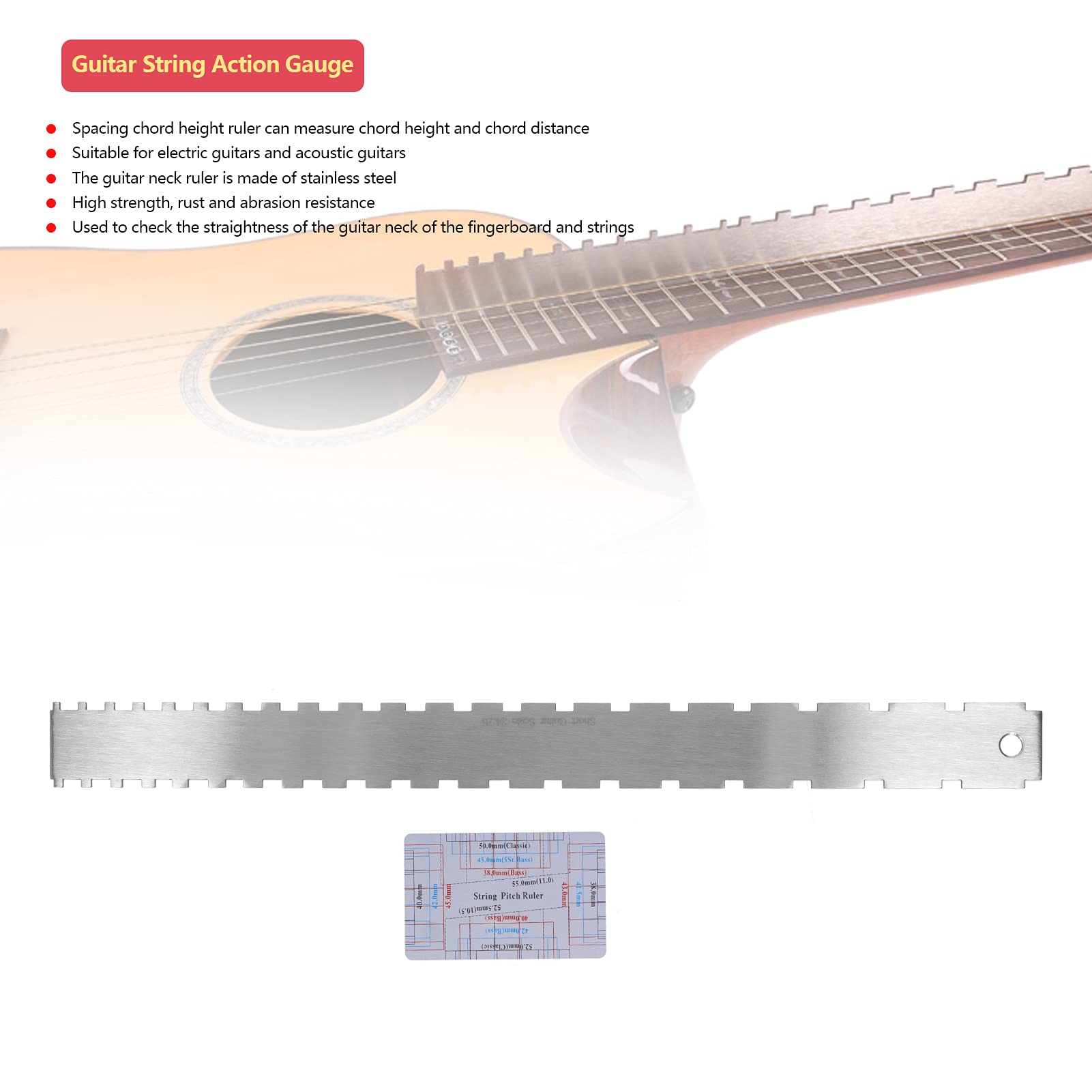 Linijka ze Strunami, Gitara Szyja Proste Brzegi, Zestaw Narzędzi do Ustawiania Gitary Narzędzie do Pomiaru Lutnika