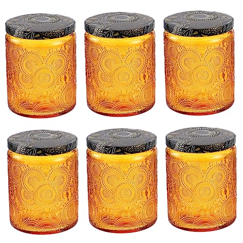 PHENOFICE DIY Candle Making Kit 6pcs Embossed Glass Candle Jars Mason Jars for Candle Making