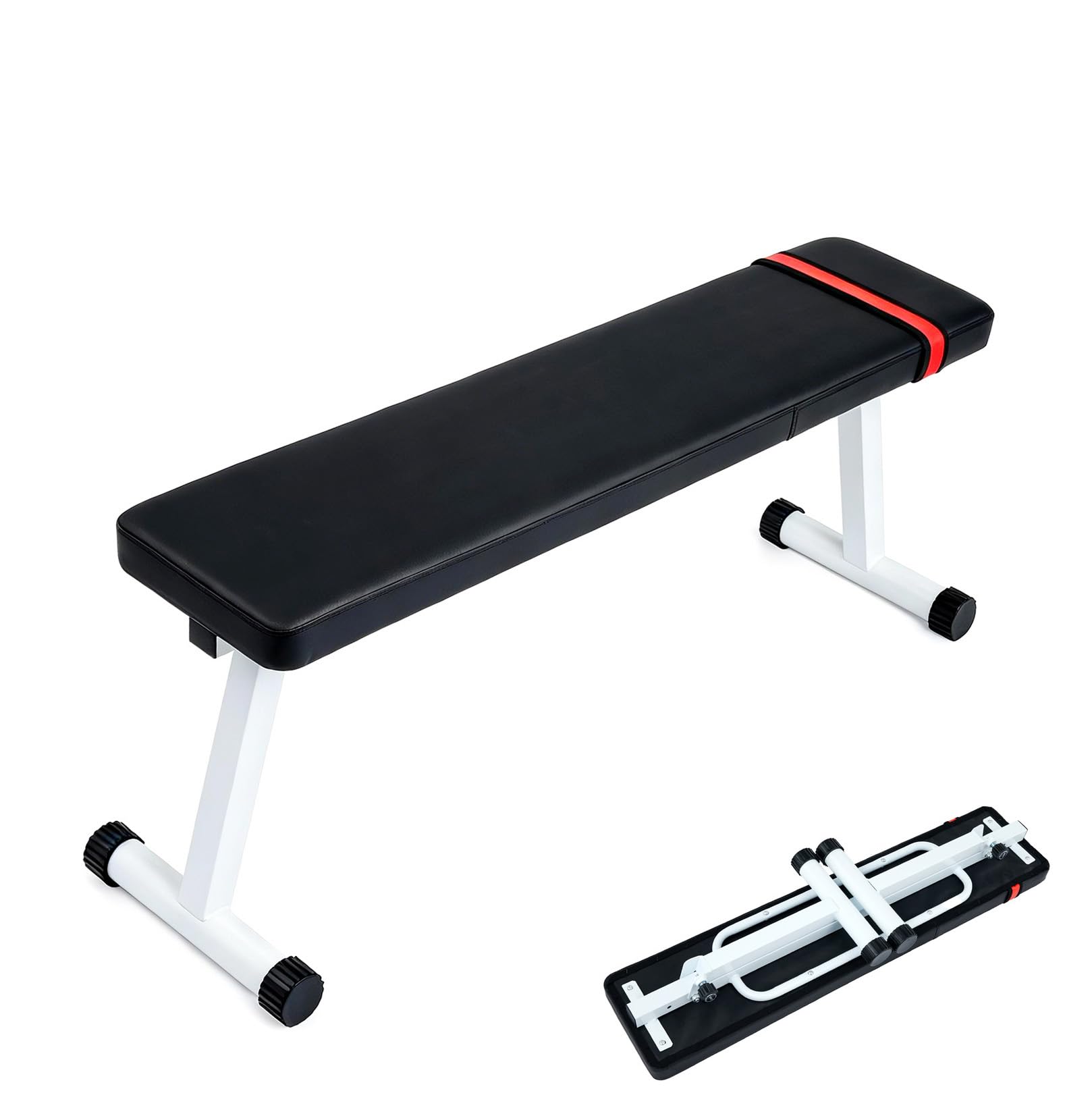 Flat Bench, Foldable Flat Weight Bench, 440 LB Capacity, Stable for All Types of Strength Training & Benches Presses, Easy to Assemble for Home Workouts