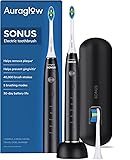 AURAGLOW Sonus Electric Toothbrush, 5 Cleaning Modes, 2 Brush Heads & Travel Case, 40,000 VPM Sonic Toothbrush & Wireless Charging, 30-Day Battery Life with Smart Timer, Black