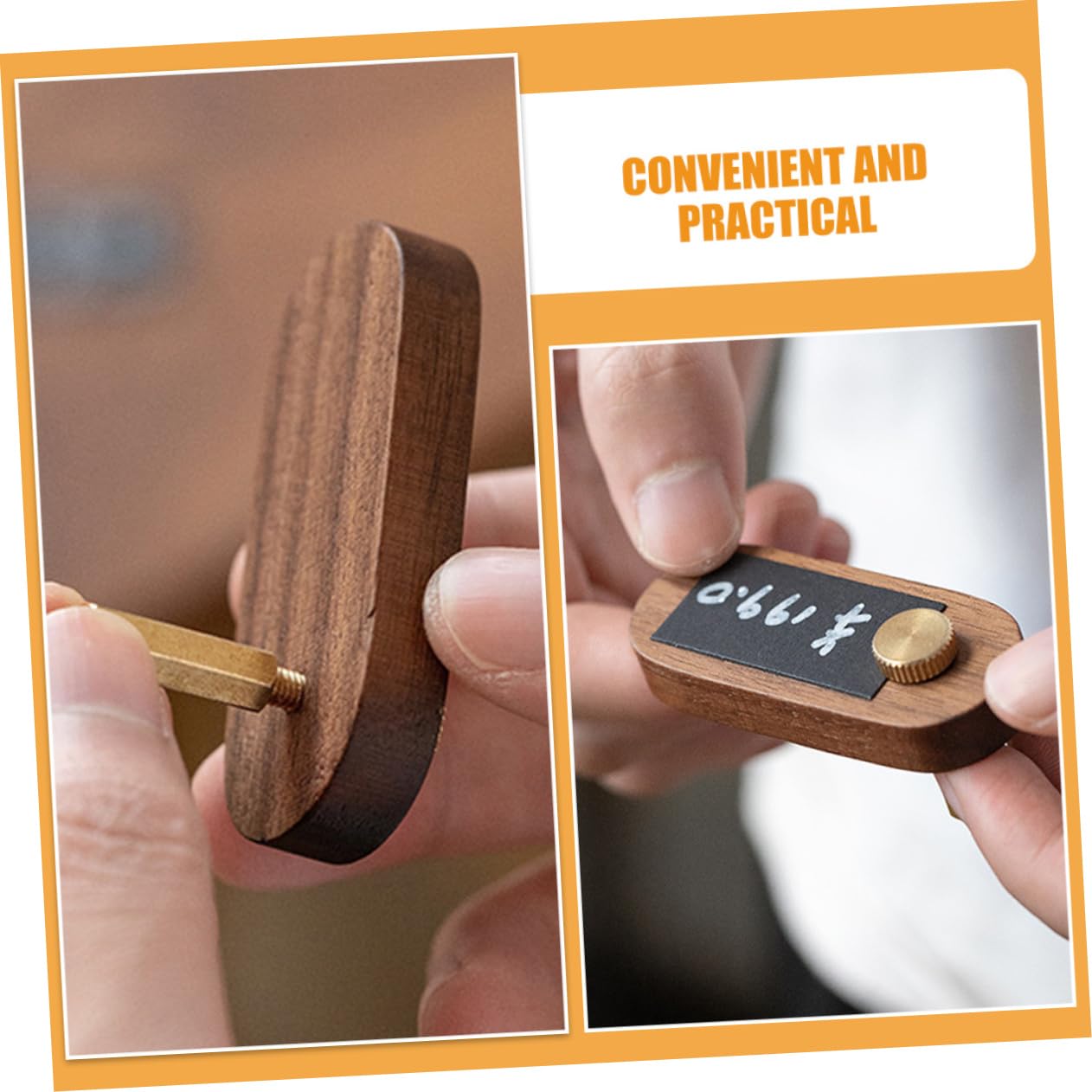 HOMSFOU 5 Sätze Preisschild Aus Holz Stand Steht Etikettenhalter Anzeige Verkauf Für Kleine Preisschildhalter Mini-preisschildständer Tisch-preisschildhalter Kupfer Kaffee 2 Stücke * 5