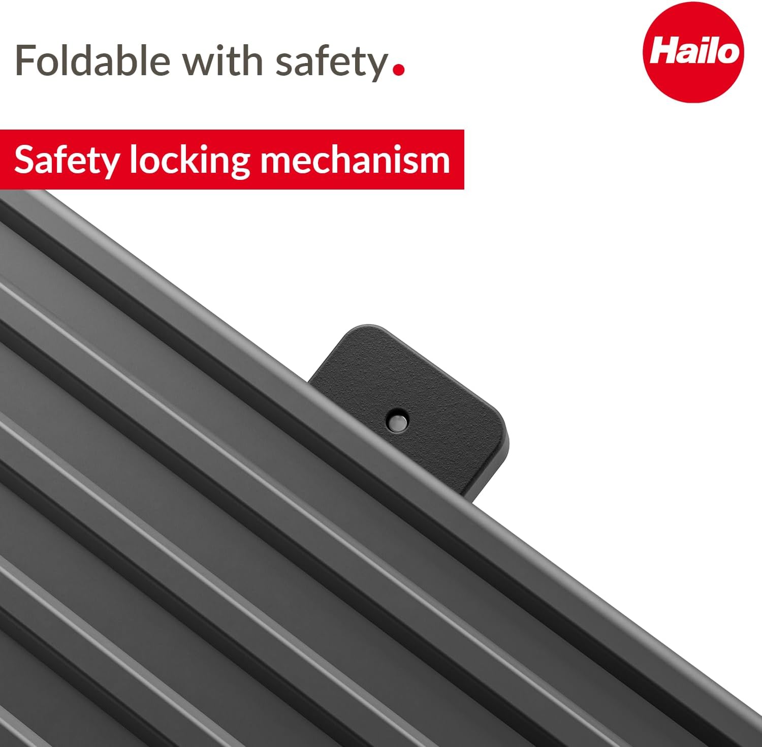 Hailo K71 2-Step Folding Aluminum Ladder, 225 lb Capacity, Folds to 3" Wide - ANSI Certified, Non-Slip Steel Treads, Safety Lock Hinge, Slim Step Stool for Home, Kitchen & Garage