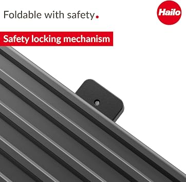 Hailo K71 2-Step Folding Aluminum Ladder, 225 lb Capacity, Folds to 3 Wide - ANSI Certified, Non-Slip Steel Treads, Safety Lock Hinge, Slim Step Stool for Home, Kitchen & Garage