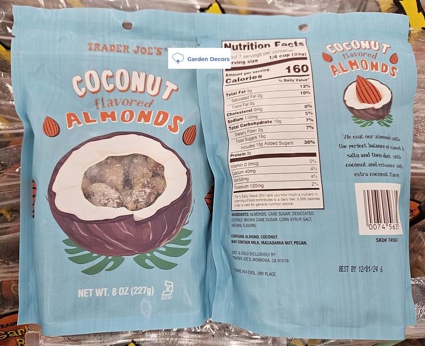 Trader Joe's Coconut Flavored Almonds 8oz 227g (Two Bags)