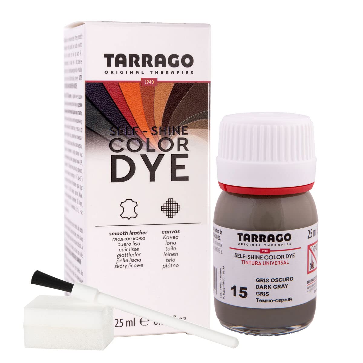 Tinte para Zapatos y Bolsos de Cuero y Textil con Esponja y Brocha | Cubre Rozaduras y Desgastes del Calzado | Gama de 90 colores — view 27