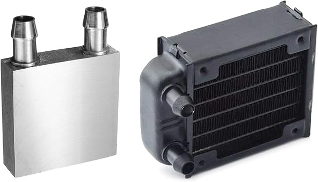 1 Pcs Aluminum Water Cooling Block 40X40X12mm Cooler & 1 Pcs PC Water Cooling Aluminum Radiator Multi-Channels 60mm