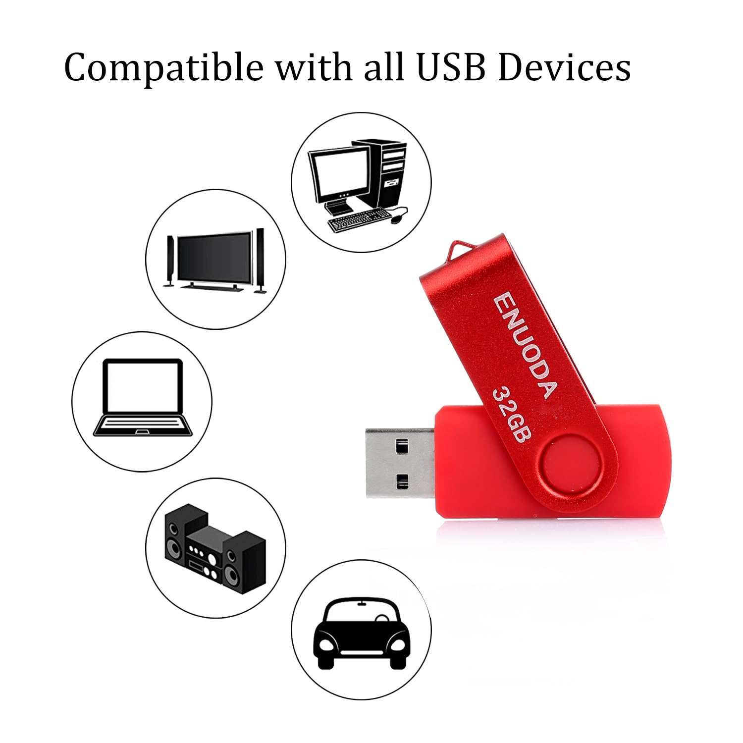 ENUODA Chiavetta USB 32GB 3 Pezzi Pen Drive USB 2.0 Unità Pennetta Memoria Stick per Archiviazione Dati con Luce LED (Nero Blu Rosso)