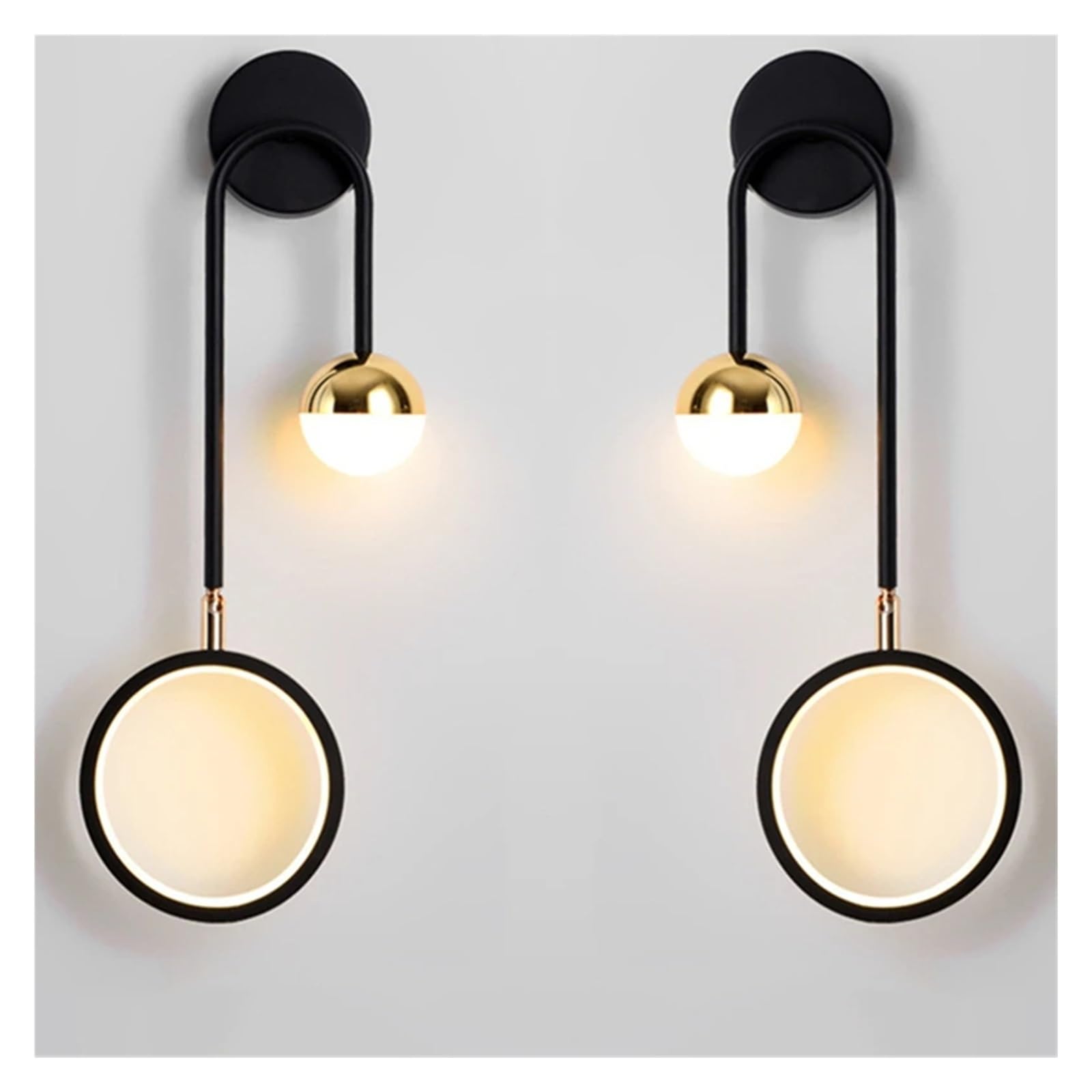 Aplique de Pared Colgante Escandinavo Led de Doble Cabezal con Anillo Y Bola de Cristal para el Hogar: Lámparas de Mesita de Noche para Sala de Estar Y Dormitorio, Lámpara de Techo./un Color/Bien