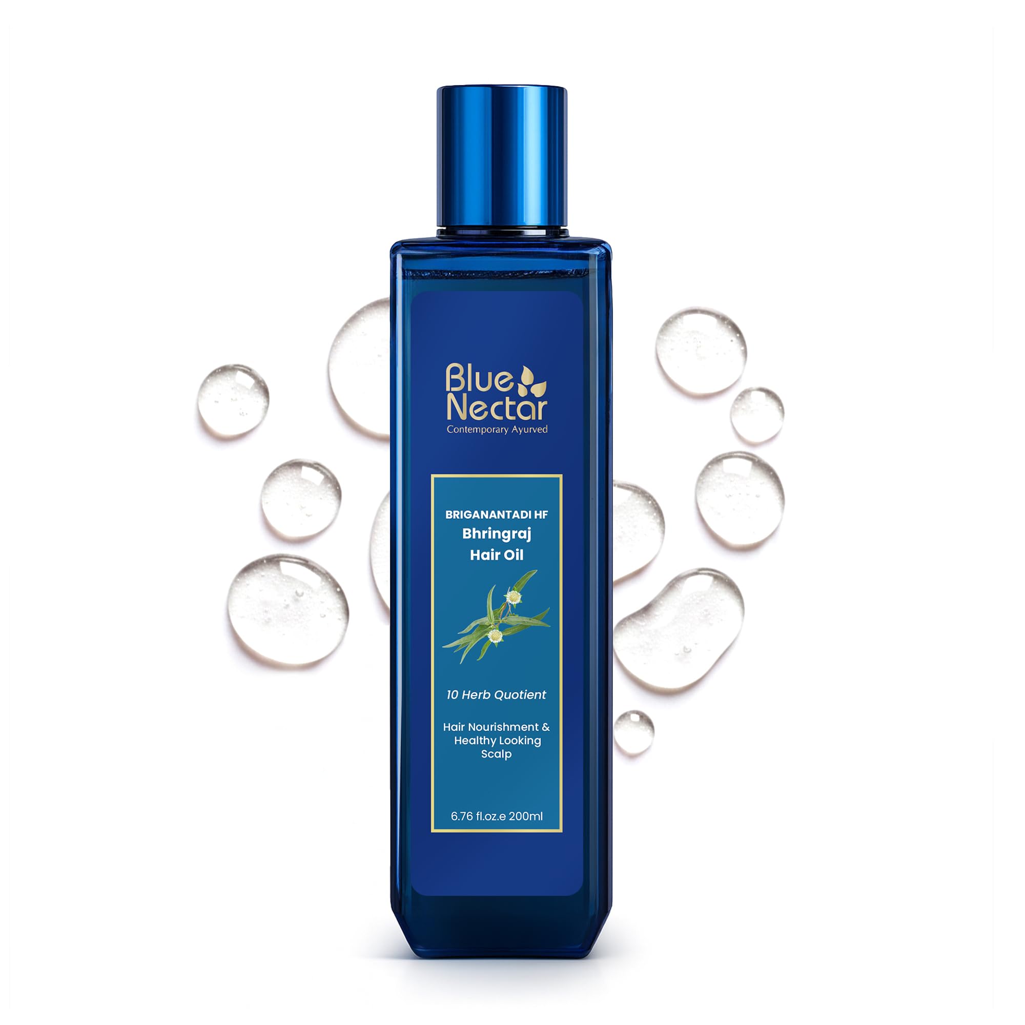 Blue Nectar Briganantadi Hair Oil with Bhringraj & Amla | Ayurvedic Non-Sticky hair oil for Hair growth & Healthy Scalp (10 Herbs, 200ml)-image-31
