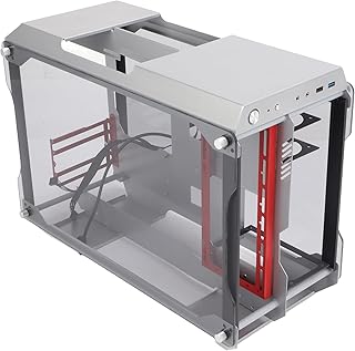 Luqeeg RGB Light Desktop Computer Case Mini PC Mid Tower MATX Motherboard Desktop Chassis Dual Side Tempered Glass Side Penetration Gaming Main Chassis Enclosure (Silver)