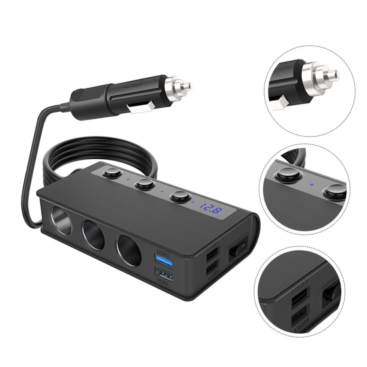 Holibanna 180W Adattatore Caricabatteria Auto Con Porte USB e Accendisigari Compatibile Con Veicoli Intelligente Per Smartphone e Dispositivi Portatili
