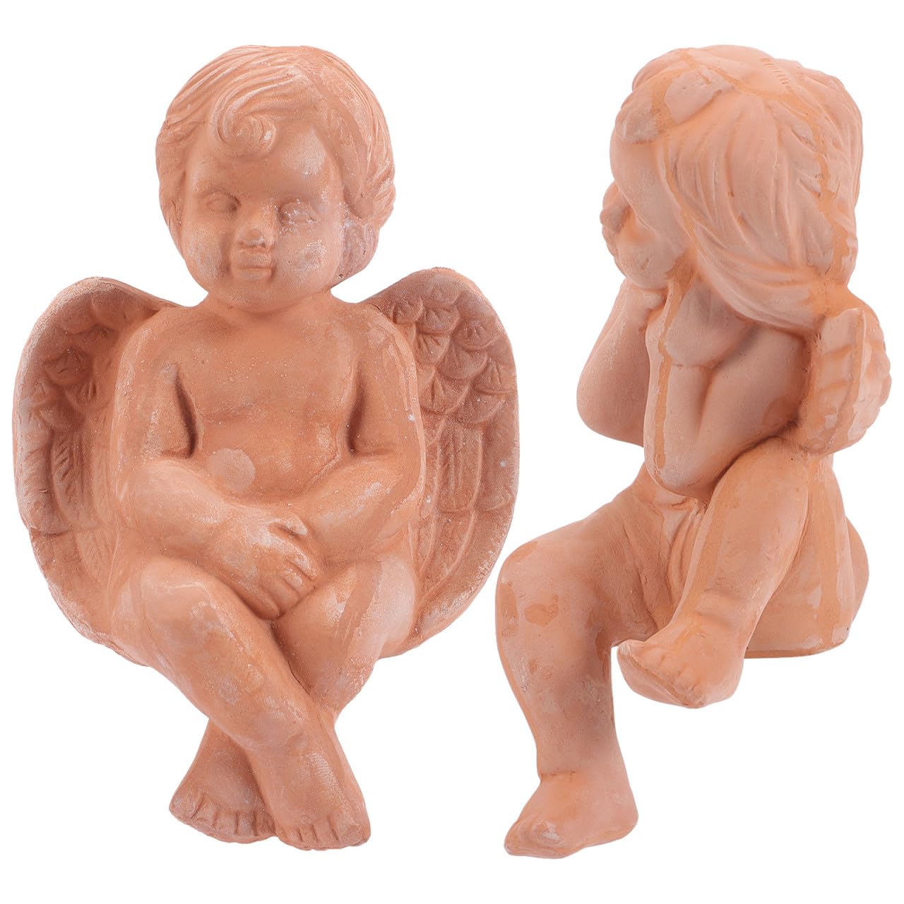 Figurines d'anges en céramique de poterie artisanale, décor de prestige réaliste