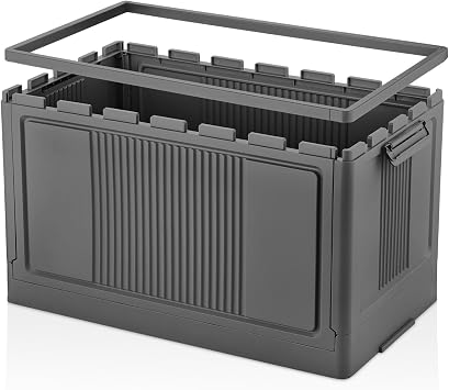 Deconox Giant Size Folding Lock Cover Case 55 Liter Volume, Space-Free Portable Storage Box Safe Organizer (ANTHRASITE) for Storage, Balcony, Kitchen, Pantry, Garden and Car Luggage