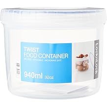 LocknLock Round 940ml Food Storage Containers with Lids - Airtight & Watertight, Microwave & Dishwasher Safe Food Containers with Twist Lids 127 x 104mm