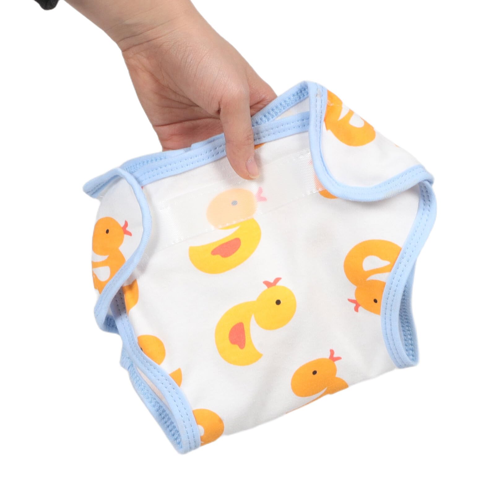 5 Pañales Reutilizables para Ñiño de Algodón, Lavables y Ajustados, Estampados Infantiles (patito Amarillo, Rana, León, Cocodrilo, Huella, Corazón Rosa), Ideales