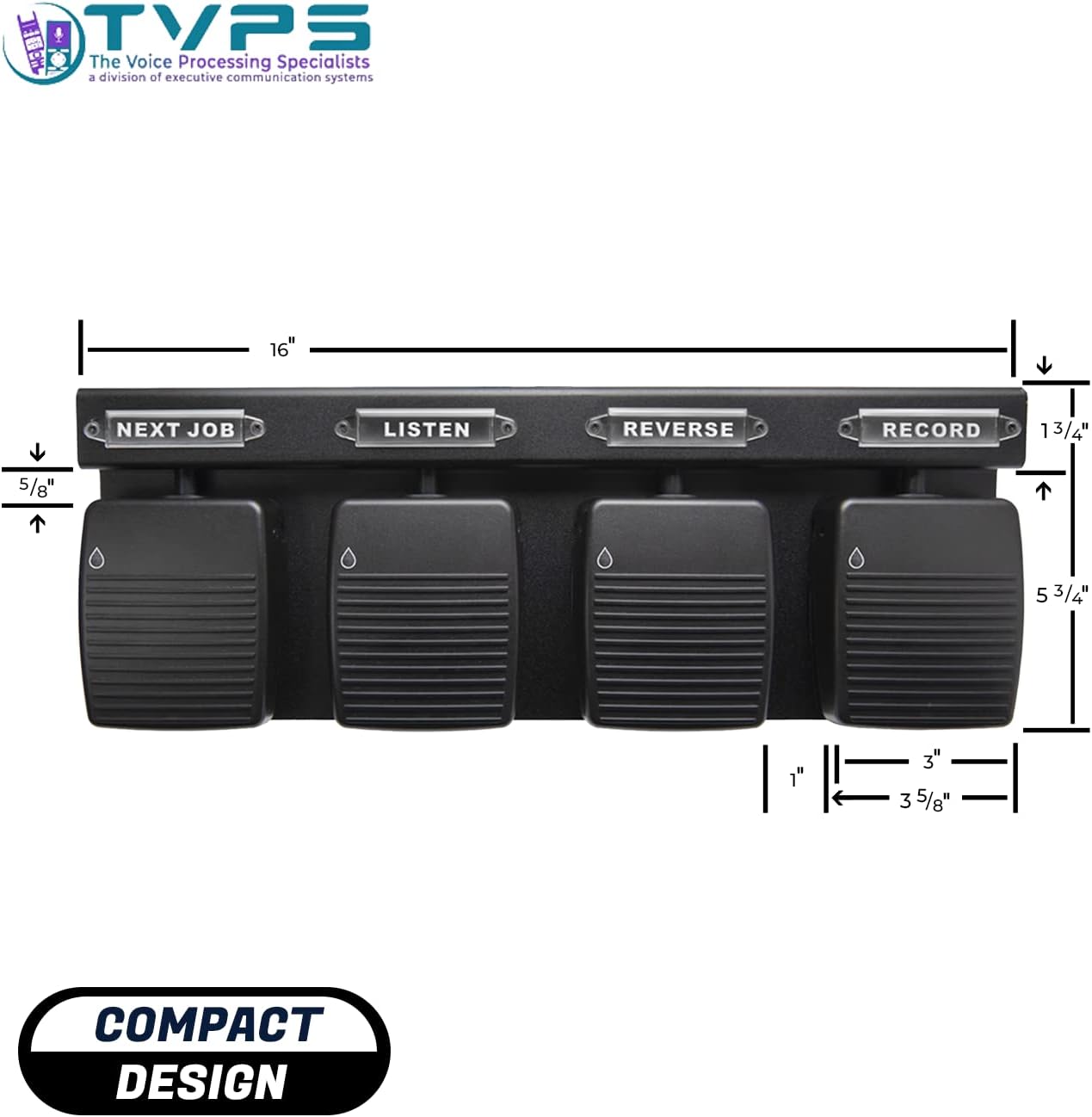 ECS 4 Button Hands Free Waterproof Dictation Foot Pedal for Medical Applications